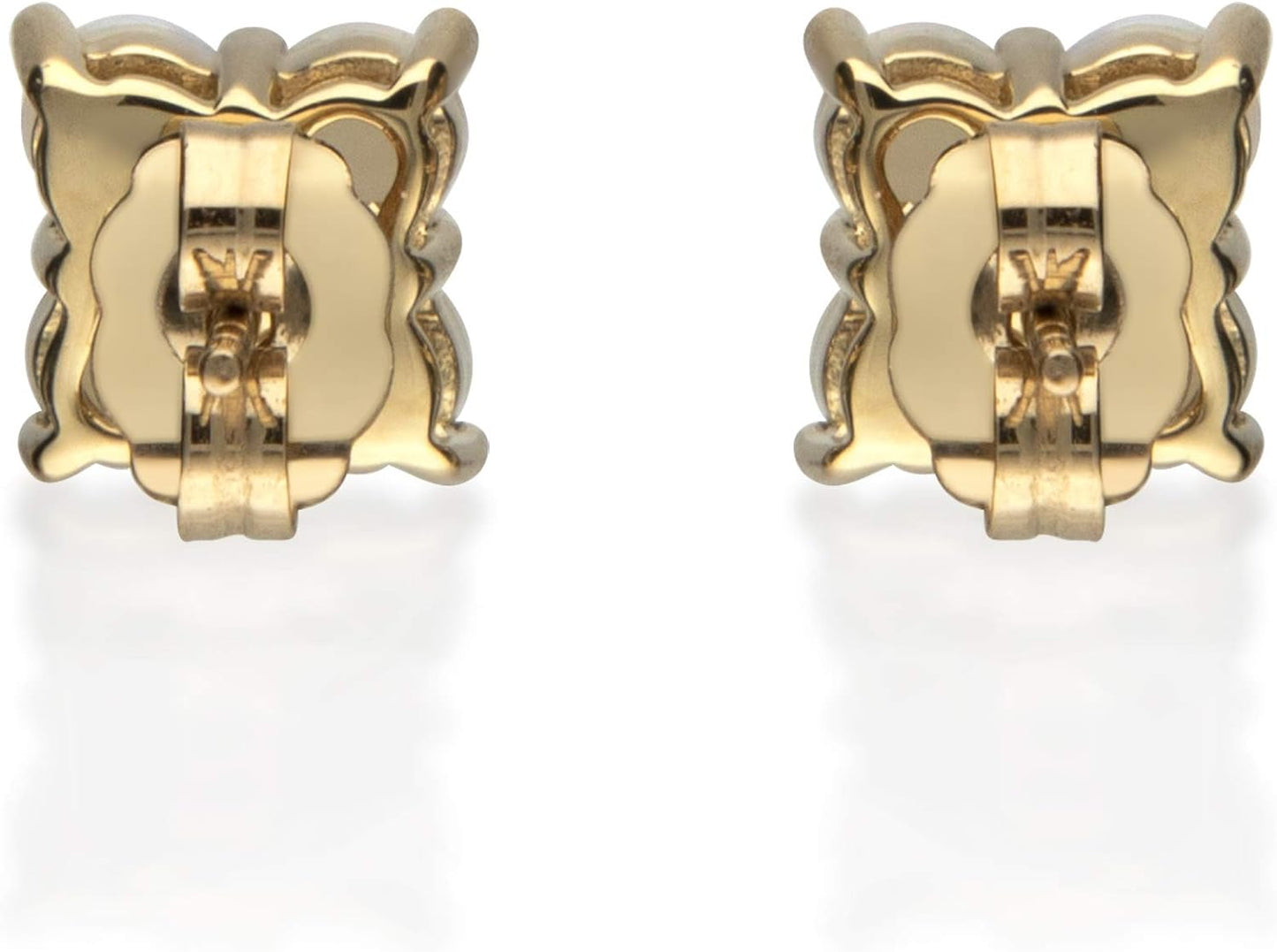 14K Yellow Gold Natural Australian Opal Earrings with Diamonds (Round-Cut) Shaped (GJ3476E-OA)