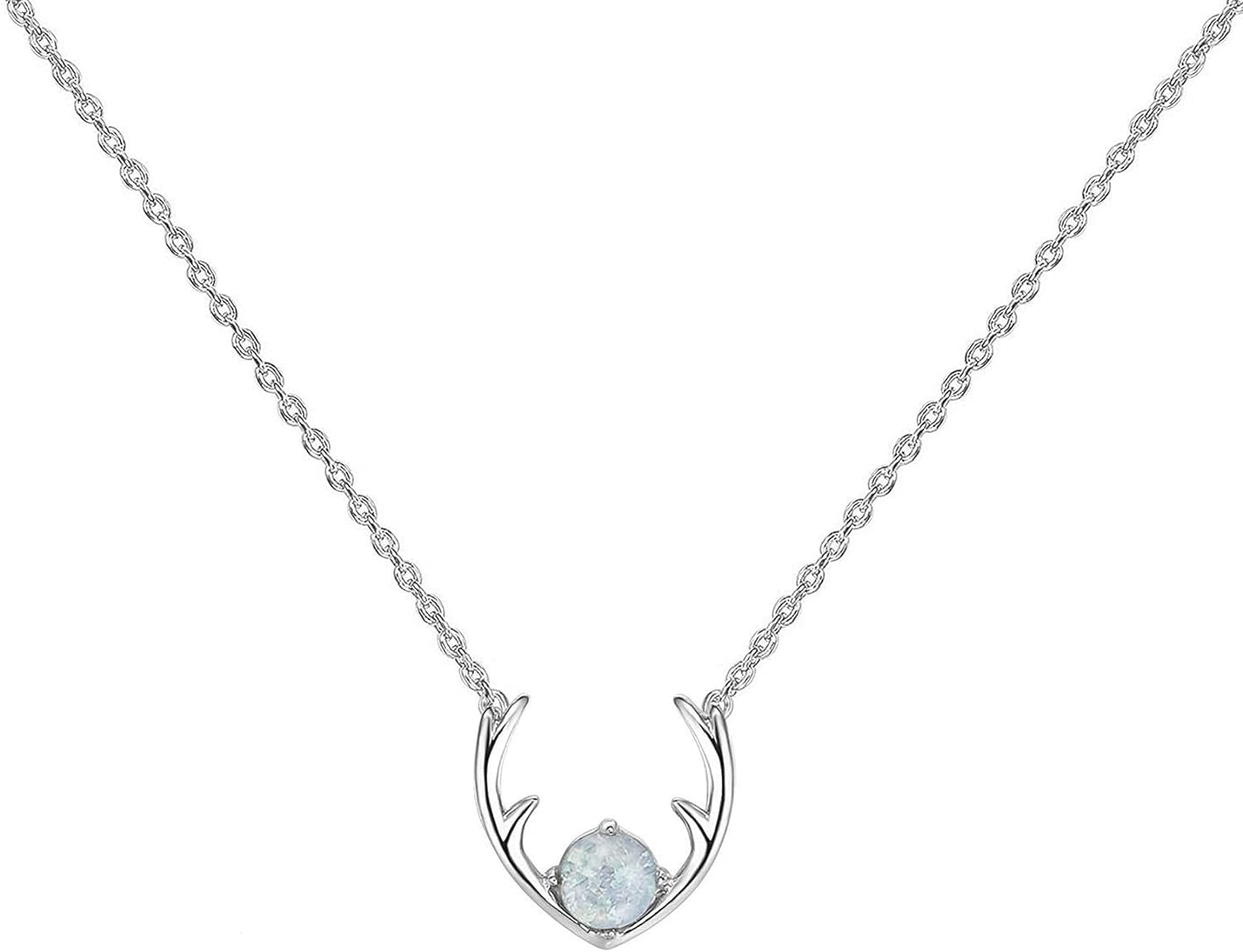 14K Gold Plated Created White Opal Necklace | Opal Necklaces