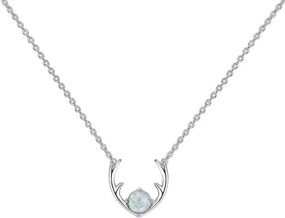 14K Gold Plated Created White Opal Necklace | Opal Necklaces