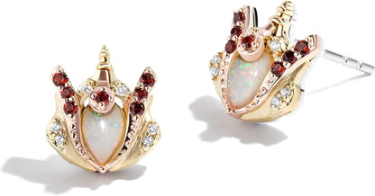 Fine Jewellery, Earrings in Sterling Silver, 10K Yellow and Rose Gold with 1/20 CT Diamonds and Australian Opal