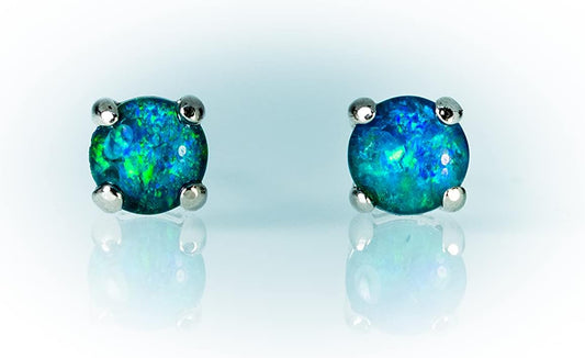 Genuine Australian Triplets Opal Earrings - Dainty Opal Earrings in Sterling Silver with Gold Plated Women'S Opal Jewellery