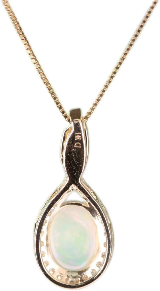 Valentine'S Jewelry 10K White Gold Genuine Aquamarine Natural Diamond (I1,I2) Pendant Necklace for Women