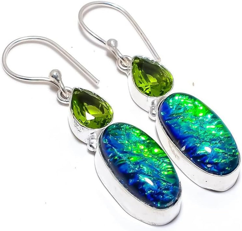 Australian Triplet Fire Opal, Earring 925 Sterling Silver Jewelry Earring 1.9" AS-2352