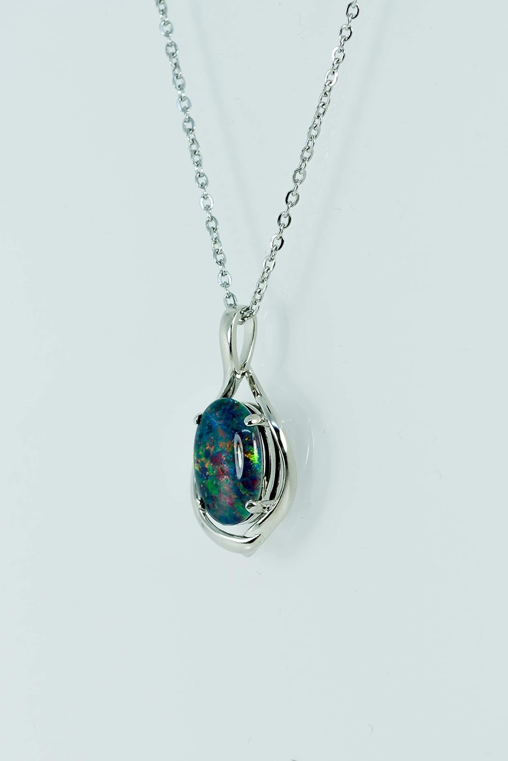 14X10Mm Genuine Multi Colour Australian Triplets Opal Necklace Pendant in Sterling Silver with Gold Plated Women's Opal Jewellery