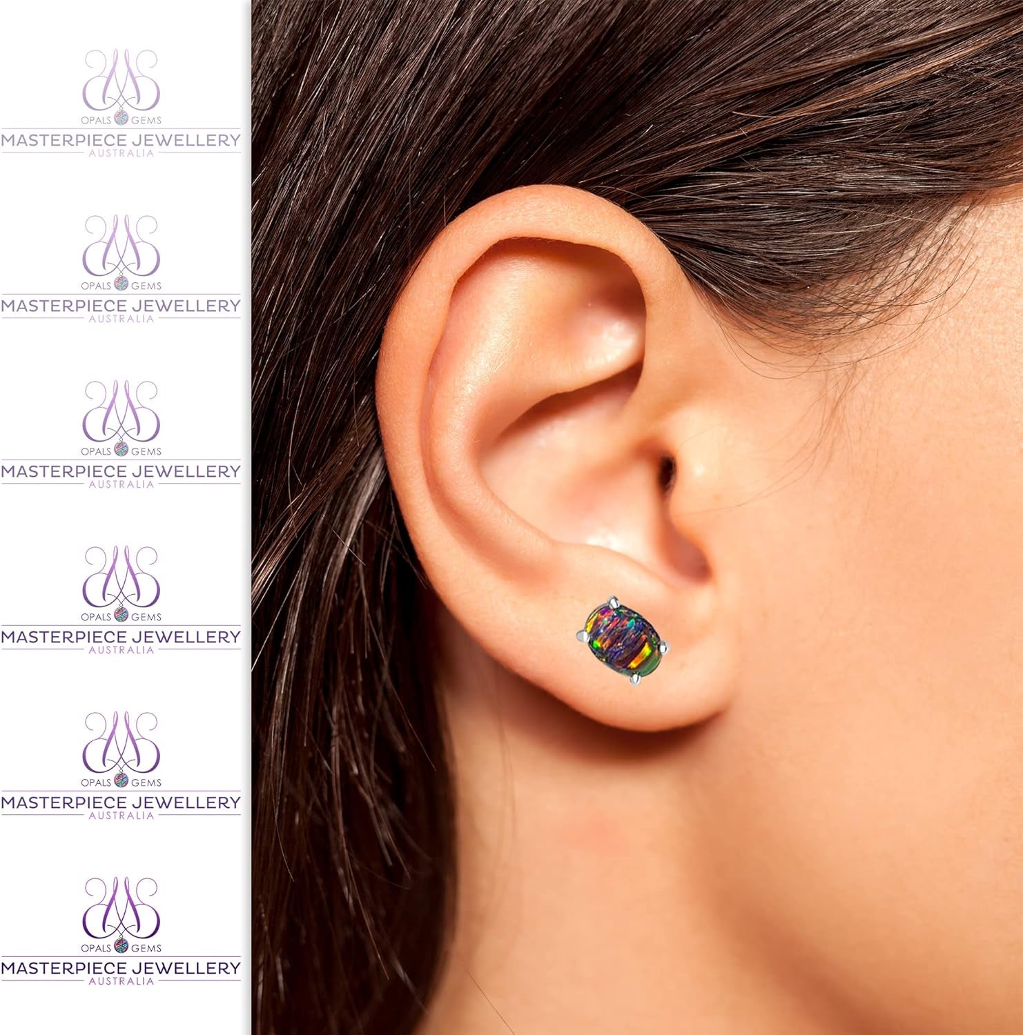 Australia| Opal Jewellery for Women Gifts Multi Colour Opal Sterling Silver Stud Opal Earrings 7X5Mm Natural Opal Triplets October Birthstone Anniversary Birthday Gift