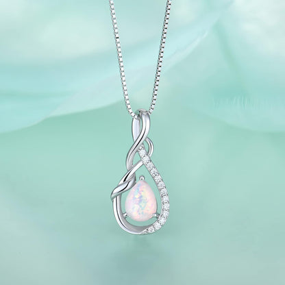 Infinity Teardrop Pendant Necklace for Women 925 Sterling Silver Birthstone Jewelry