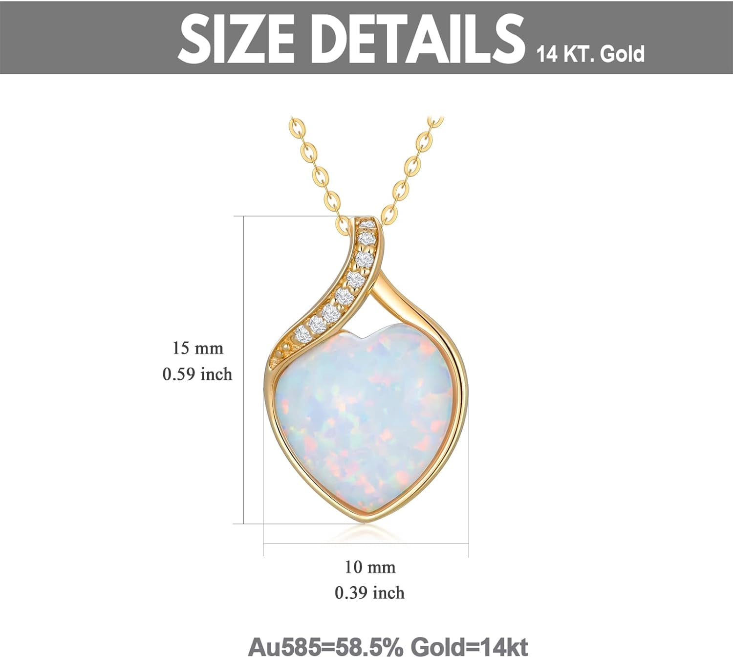 14K Solid Gold White Opal Necklace, Opal Jewellery, Genuine Diamonds