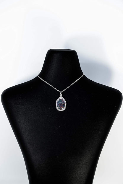 Australia Fire Opal Jewelry- Genuine Australian Triplets Opal Necklace Pendant in Sterling Silver Women'S Jewelry, Australian Triplet Opal in Sterling Silver, Triplet-Opal