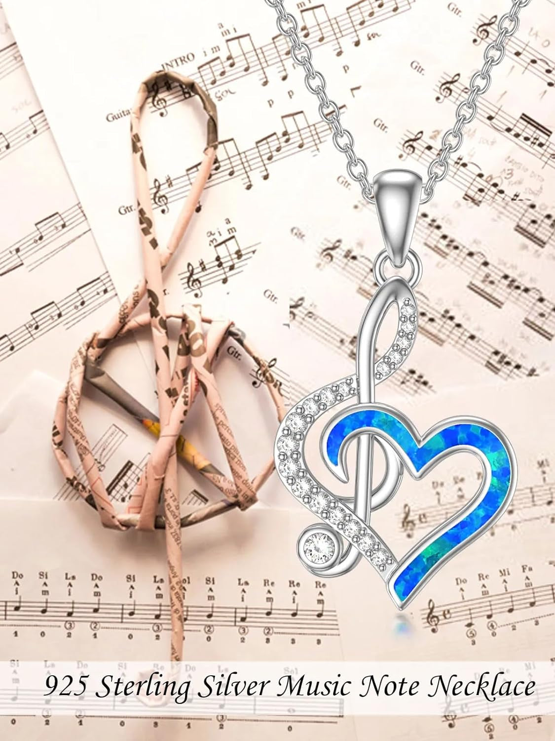 Snowflake/Gymnastics/Music Note Necklace S925 Sterling Silver Blue Snowflake/Musical/Gymnast Pendant Necklace Jewelry Gifts for Women Teen Girls Teacher Music Lover Christmas Mother'S Day