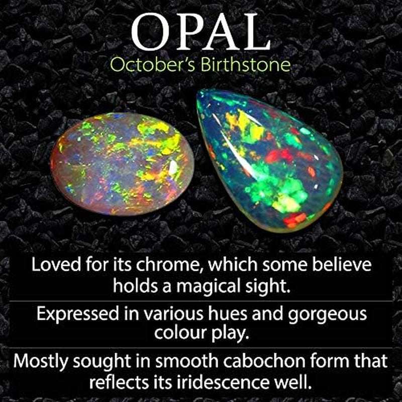 Opal Halo Engagement Ring for Women in 14K Gold Plated 925 Sterling Silver Opal Jewellery for Women, Wedding Rings, October Birthstone Available Sizes J-V