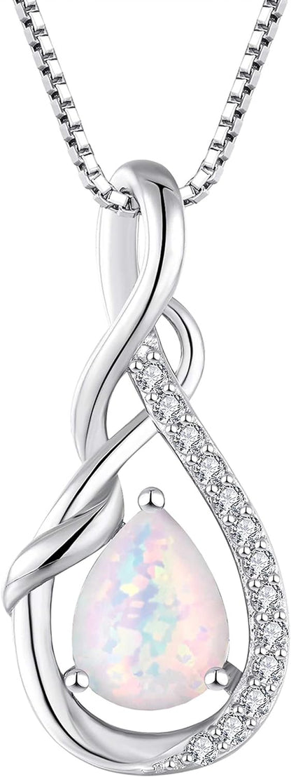 Infinity Teardrop Pendant Necklace for Women 925 Sterling Silver Birthstone Jewelry