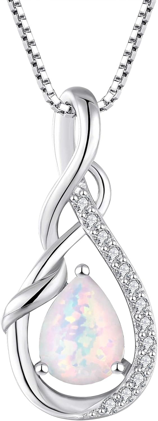 Infinity Teardrop Pendant Necklace for Women 925 Sterling Silver Birthstone Jewelry