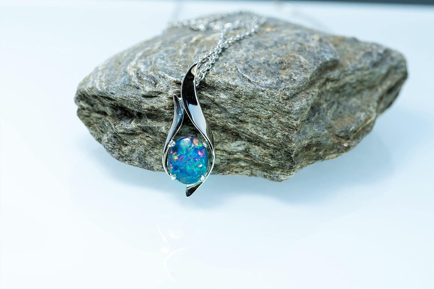 Genuine Opal Necklace - Fire Opal - 11X8 Mm Australian Triplet or Solid Opal Necklace Pendant in 925 Sterling Silver Gold Plated Women'S Jewelry