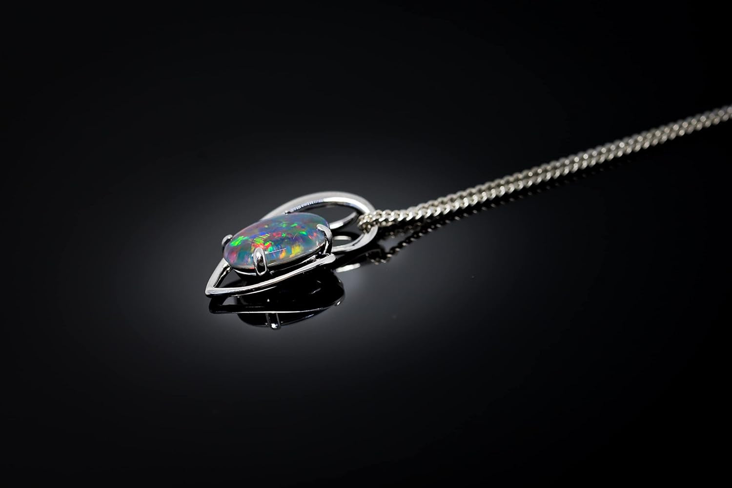 Genuine Triplet Opal Necklace - Australian Triplet Opal 11X9Mm Necklace Pendant in 925 Sterling Silver Gold Plated Women'S Jewelry