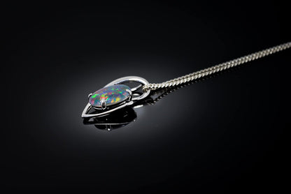 Genuine Triplet Opal Necklace - Australian Triplet Opal 11X9Mm Necklace Pendant in 925 Sterling Silver Gold Plated Women'S Jewelry