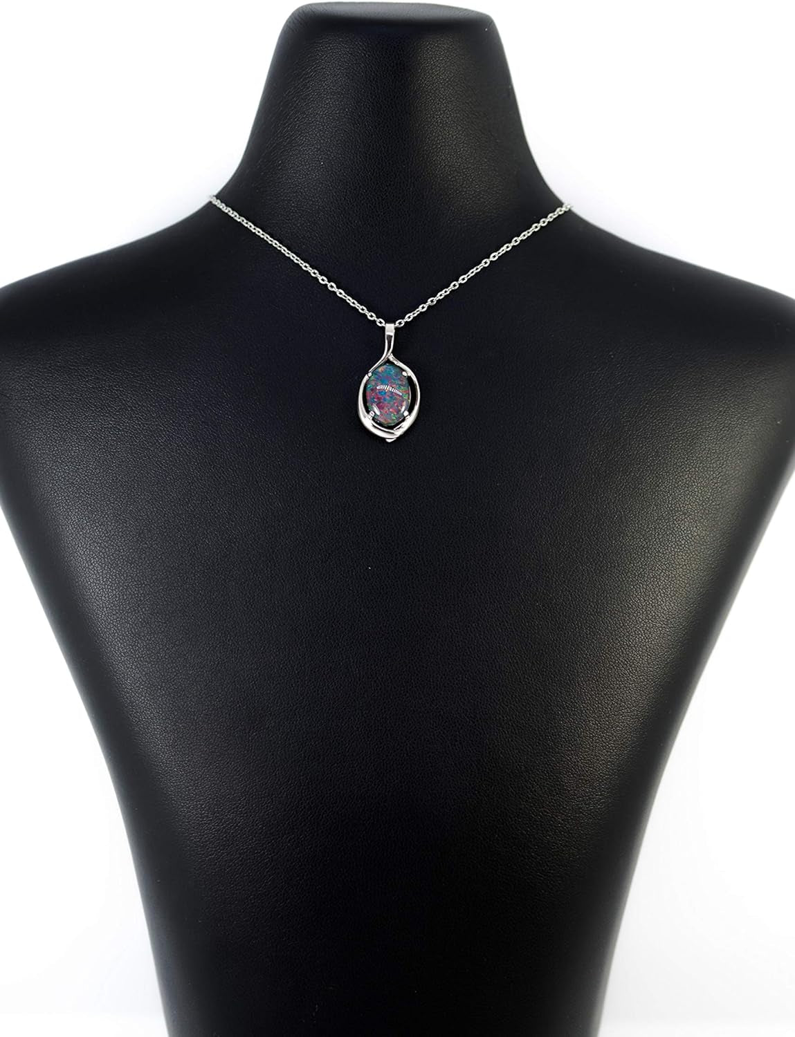 14X10Mm Genuine Multi Colour Australian Triplets Opal Necklace Pendant in Sterling Silver with Gold Plated Women's Opal Jewellery