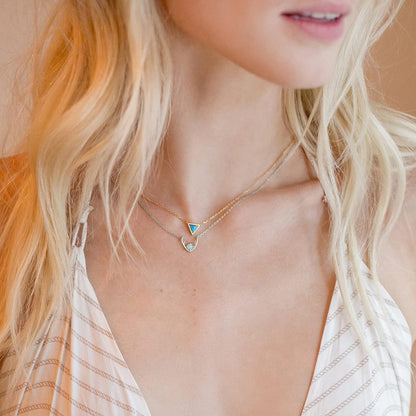 14K Gold Plated Created White Opal Necklace | Opal Necklaces