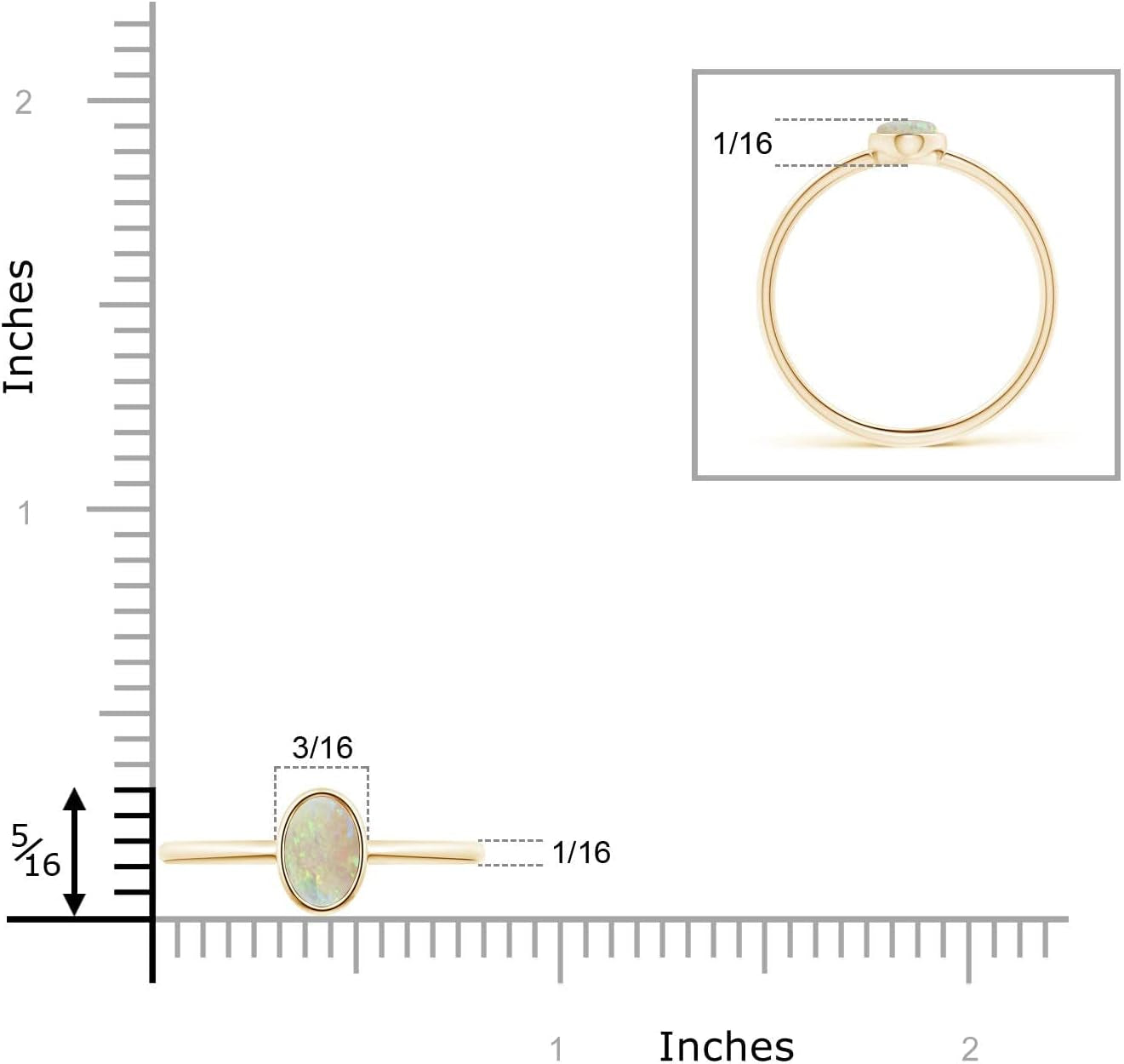 Natural Classic Bezel-Set Oval Opal Ring in Sterling Silver/14Ct Solid Gold for Women (Size-6X4Mm) 