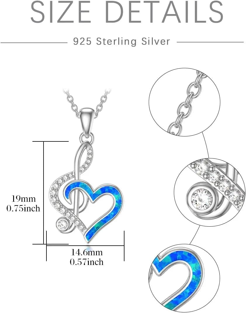 Snowflake/Gymnastics/Music Note Necklace S925 Sterling Silver Blue Snowflake/Musical/Gymnast Pendant Necklace Jewelry Gifts for Women Teen Girls Teacher Music Lover Christmas Mother'S Day