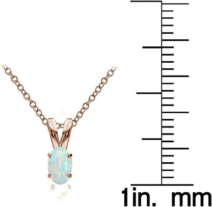 Rose Gold Flashed Sterling Silver Genuine, Created and Simulated 6X4Mm Oval Solitaire Necklace